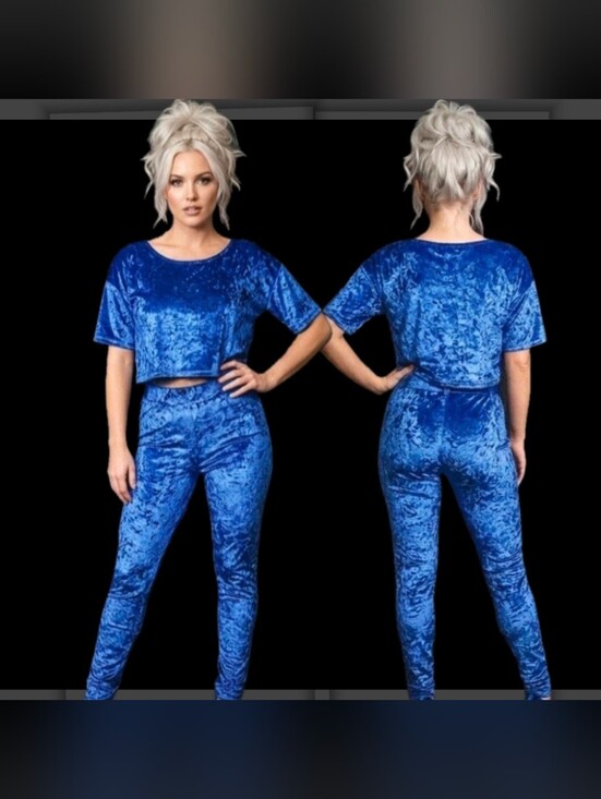Secret Treasures Other - Vtg 90s Secret Treasures blue sateen crop top High Waist Pant loungewear set L